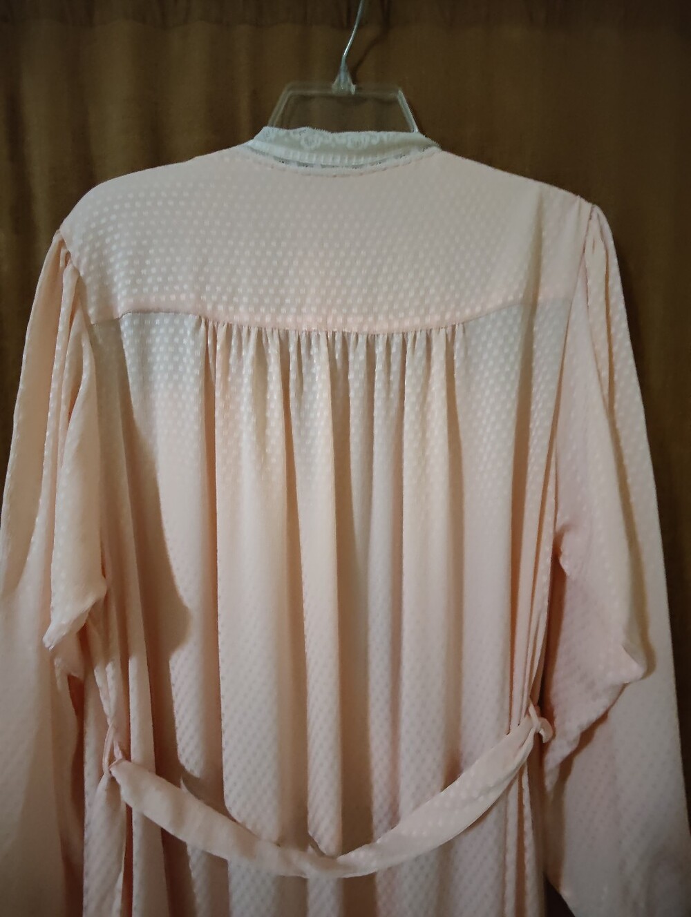 New With Tag Dior Vintage Light Peach Lace-Trim Long Nightgown & Robe Set - Picture 6 of 12